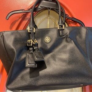 Tory Burch black leather tote